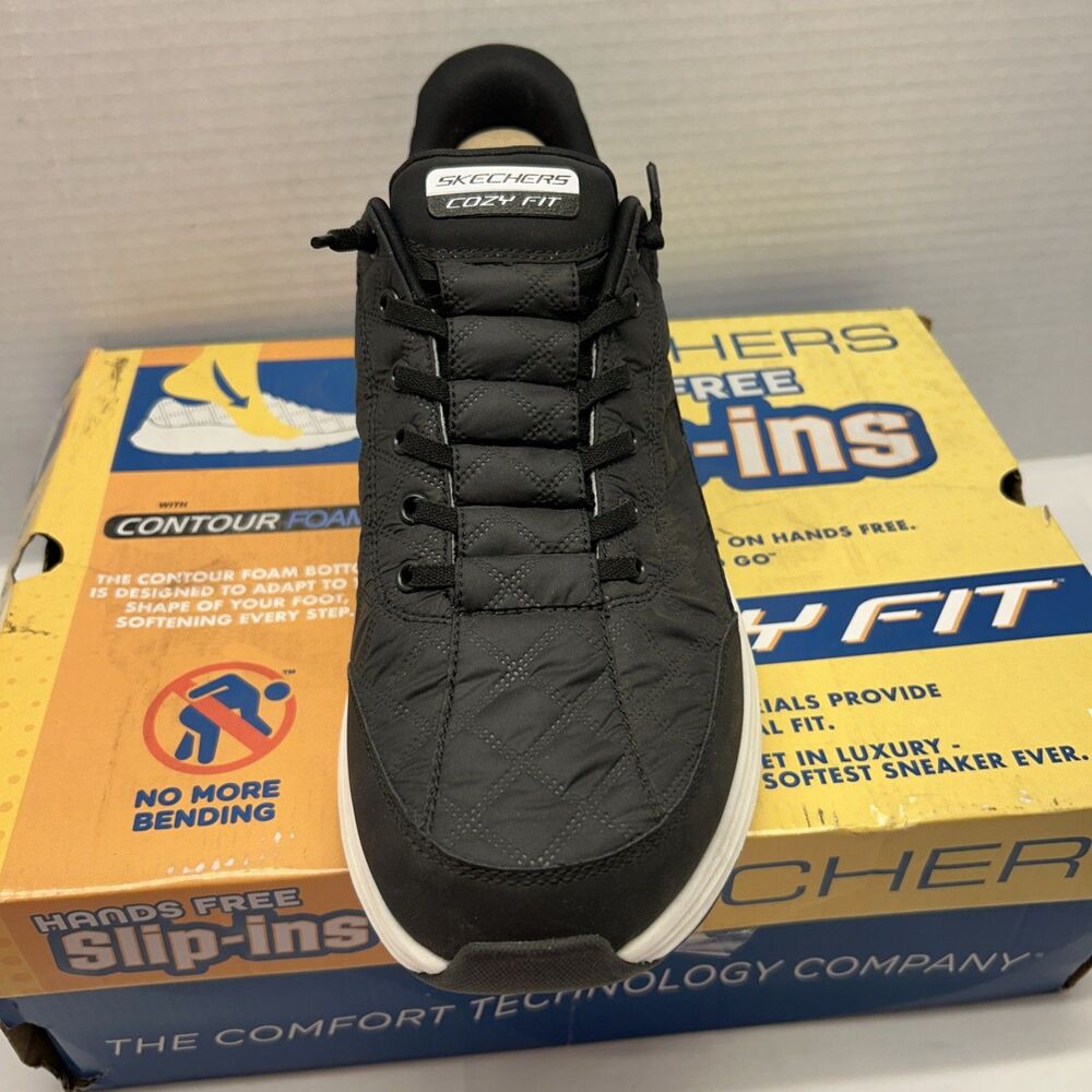 Skechers Slip-Ins Black White Sole Cozy Fit Hands Free Men Sz 14 New in Box - Picture 5 of 11